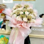 BÓ HOA TIỀN LỚN TONE ĐỎ HỒNG