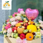 KHAY GỖ TRÁI CÂY KÈM HOA