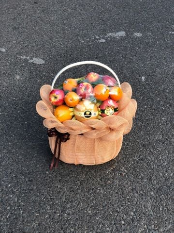 GIỎ TRÁI CÂY KÈM LƯỚI NHIỀU MÀU THEO YÊU CẦU